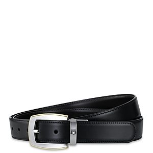 Montblanc Men's Shiny Palladium and Gold-Coated Reversible Leather Belt