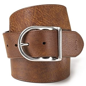 Polo Ralph Lauren Distressed Leather Belt with Dull Nickle Centerbar Buckle