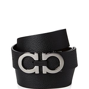 Salvatore Ferragamo Men's Wide Double Gancini with Wood Belt