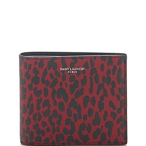 Saint Laurent Babycat Print Grain De Poudre Bi Fold Wallet