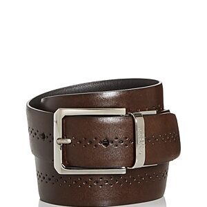 Canali Men's Perforated Leather Reversible Belt