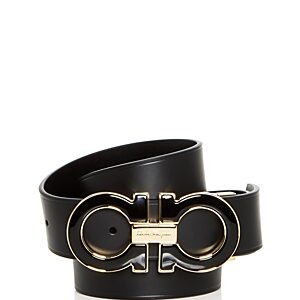 Salvatore Ferragamo Men's Enamel Double Gancini Buckle Reversible Leather Belt