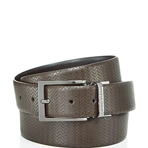Emporio Armani Men's Chevron Embossed Reversible Leather Belt