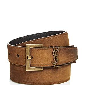 Saint Laurent Men's Logo Suede Belt