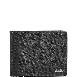 Boss Hugo Boss Signature Leather Bi Fold Money Clip Wallet