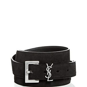 Saint Laurent Men's Milo Logo Suede Belt