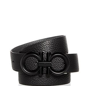 Salvatore Ferragamo Men's Black Buckle Reversible Leather Belt